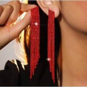 Tassel Red Crystal Earrings 1Pair (NWT)